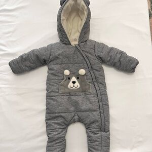 Gray Hooded Baby Snow Suit